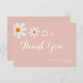 Minimalist Blush Pink Daisy Baby Shower Bedankkaart (Voorkant / Achterkant)