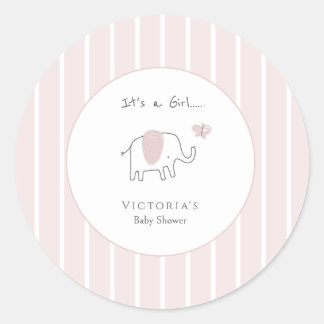 Minimalist Blush Pink Elephant Baby Shower Ronde Sticker