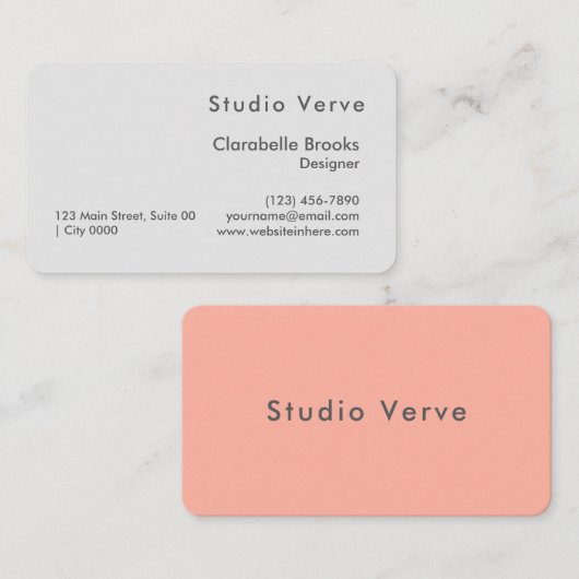 Minimalist Blush Pink Gray Modern Designer Unique Visitekaartje (Voorkant / Achterkant)