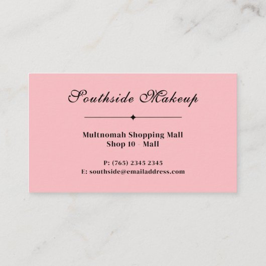 Minimalist Blush Pink Makeup Artist Business  Visitekaartje (Achterkant)