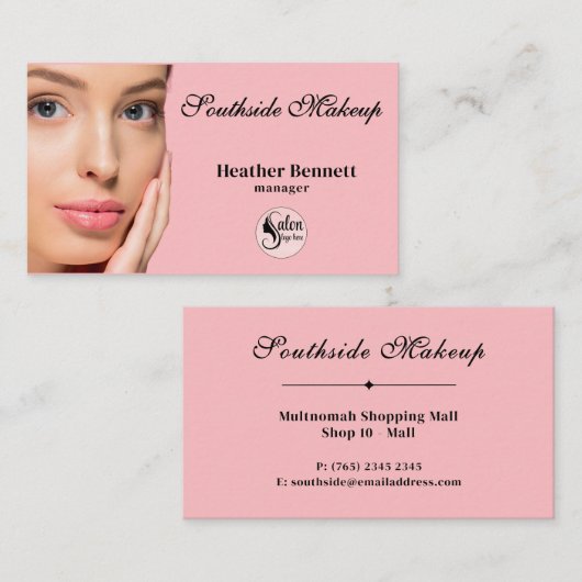 Minimalist Blush Pink Makeup Artist Business  Visitekaartje (Voorkant / Achterkant)