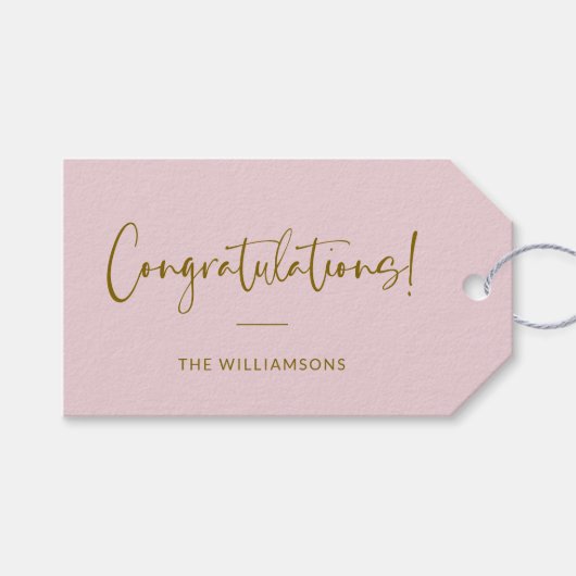 Minimalist Blush Pink Persoonlijke felicitaties Cadeaulabel (Voorkant (Horizontaal))
