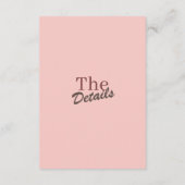 Minimalist Blush Pink Retro Wedding Details Informatiekaartje (Achterkant)