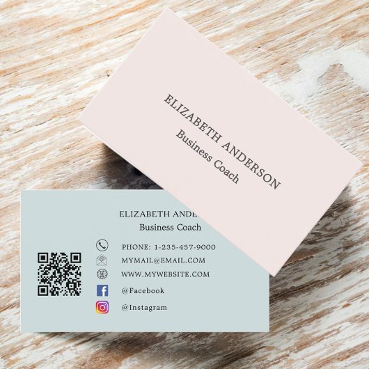 Minimalist Blush Pink Seafoam Muted Sage Visitekaartje