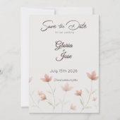 Minimalist Blush Pink Wildflower Save The Date (Voorkant)