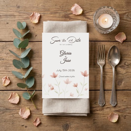Minimalist Blush Pink Wildflower Save The Date