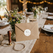 Minimalist Blush Pink Wildflower Wedding Envelope  Ronde Sticker