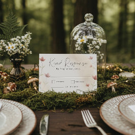 Minimalist Blush Pink Wildflower Wedding RSVP Kaartje