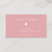 Minimalist Blush Rose White Heart Barber Name Visitekaartje (Achterkant)