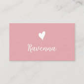 Minimalist Blush Rose White Heart Barber Name Visitekaartje (Voorkant)