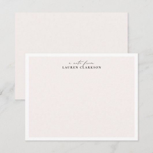 Minimalist Blush Script Note-Kaart Notitiekaartje (Voorkant / Achterkant)