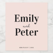 Minimalist Blush Simple Neutral Wedding Wijn Etiket (Enkel label)