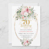 Minimalist Blush Template 70th Birthday Invitation Kaart (Voorkant)