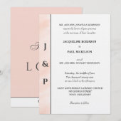 Minimalist Blush Waterverf monogram Kaart (Voorkant / Achterkant)
