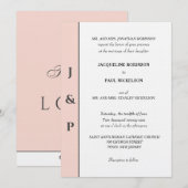 Minimalist Blush White Monogram Kaart (Voorkant / Achterkant)