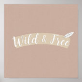 Minimalist Bohemian Art: Wild & Free Feather Arrow Poster (Voorkant)
