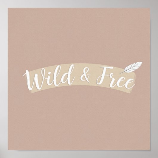 Minimalist Bohemian Art: Wild & Free Feather Arrow Poster (Voorkant)