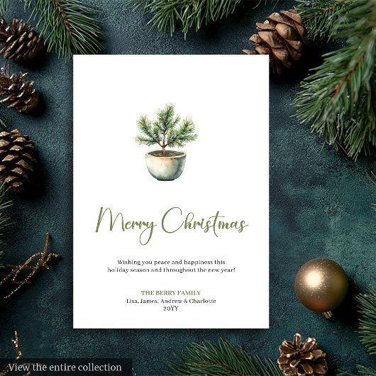 Minimalist Bohemian Botanical Earthy Xmas Card Feestdagenkaart