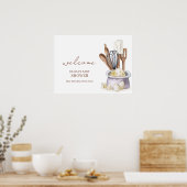 Minimalist Boho Bakery Chef Baby shower Welkom Poster (Keuken)