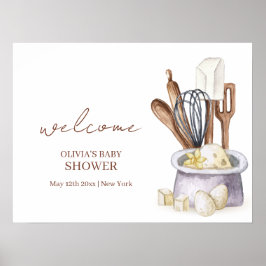 Minimalist Boho Bakery Chef Baby shower Welkom Poster