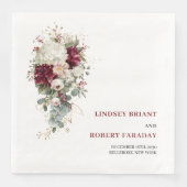 Minimalist Boho Burgundy Gold Rose Paper Napkins Servet (Voorkant)