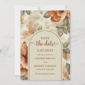 Minimalist Boho Burnt Orange Sage Save The Date Kaart (Voorkant)