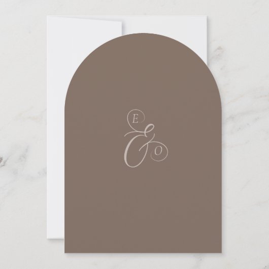 Minimalist Boho Cocoa Brown Ivory Script Wedding Kaart (Achterkant)