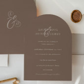 Minimalist Boho Cocoa Brown Ivory Script Wedding Kaart