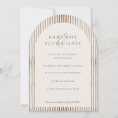 Minimalist Boho Cocoa Brown Stripes Ivory Wedding Kaart (Voorkant)