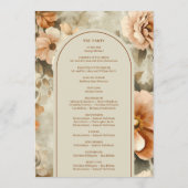 Minimalist Boho Copper Ivory Sage Floral Wedding  Programmakaart (Achterkant)