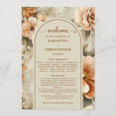 Minimalist Boho Copper Ivory Sage Floral Wedding  Programmakaart (Voorkant)