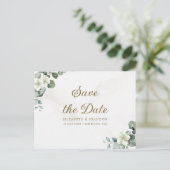 Minimalist Boho Eucalyptus & White Floral Briefkaart (Staand voorkant)