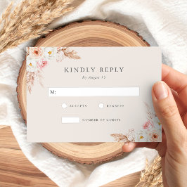 Minimalist Boho Fall Floral Wedding RSVP Kaartje