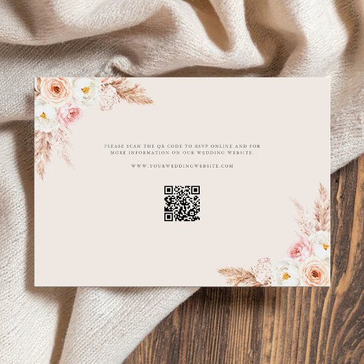 Minimalist Boho Fall Floral Wedding RSVP Kaartje