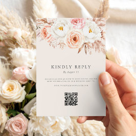 Minimalist Boho Fall Floral Wedding RSVP Kaartje