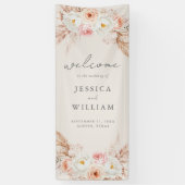 Minimalist Boho Fall Floral Wedding Welcome Spandoek (Verticaal)