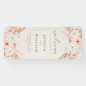 Minimalist Boho Fall Floral Wedding Welcome Spandoek (Horizontaal)