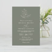 Minimalist Boho Floral Sage Modern QR Code Wedding Kaart (Staand voorkant)
