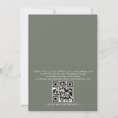 Minimalist Boho Floral Sage Modern QR Code Wedding Kaart (Achterkant)