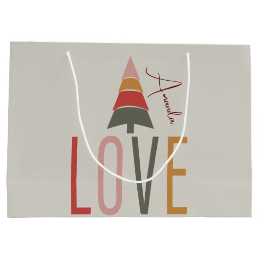 Minimalist Boho gepersonaliseerd met naam Kerstmis Groot Cadeauzakje (Achterkant)