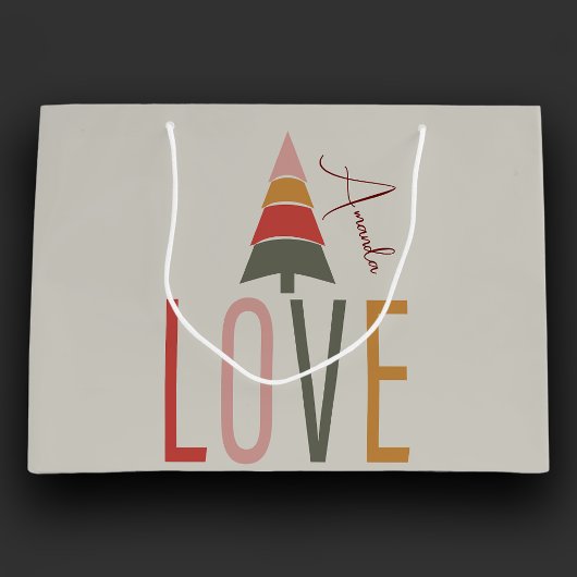 Minimalist Boho gepersonaliseerd met naam Kerstmis Groot Cadeauzakje