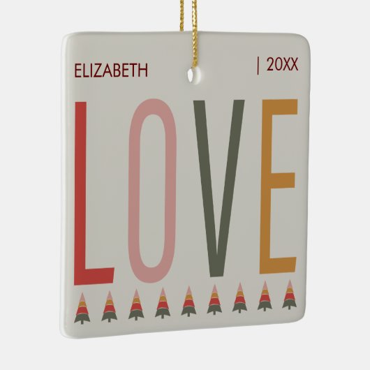 Minimalist Boho gepersonaliseerd met naam Kerstmis Keramisch Ornament (Rechts)