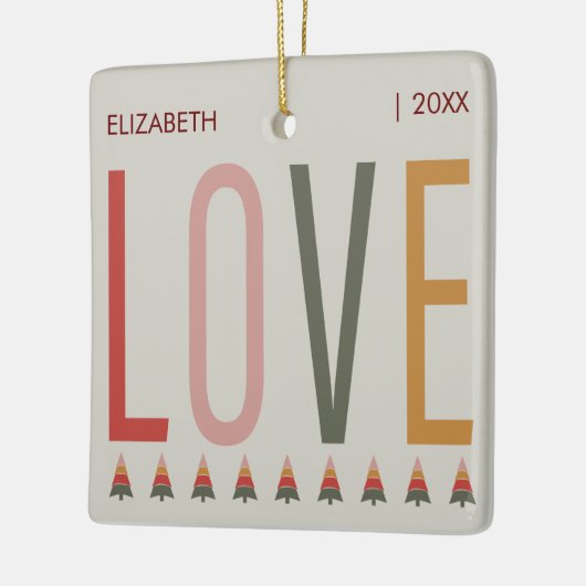 Minimalist Boho gepersonaliseerd met naam Kerstmis Keramisch Ornament (Links)