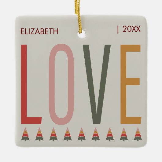 Minimalist Boho gepersonaliseerd met naam Kerstmis Keramisch Ornament (Voorkant)