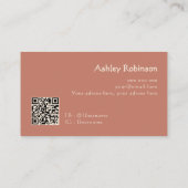 Minimalist boho leaves frame pastel earthy QR code Visitekaartje (Achterkant)