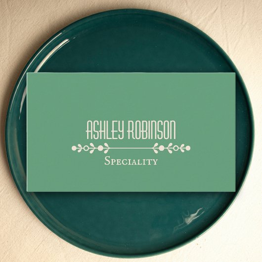 Minimalist boho leaves frame pastel green QR code Visitekaartje