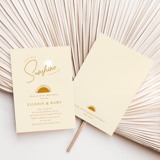 Minimalist Boho Little Ray of Sunshine Baby shower Kaart