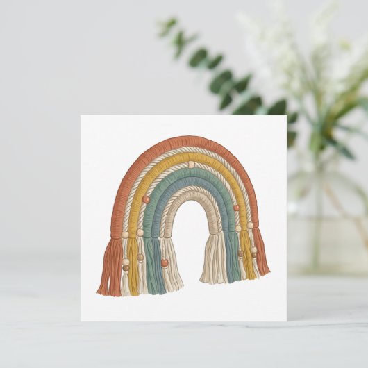 Minimalist Boho Macramé Rainbow Bedankkaart (Staand voorkant)