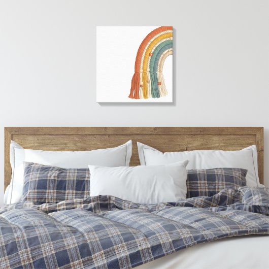 Minimalist Boho Macramé Rainbow Canvas Afdruk (Insitu (Slaapkamer))