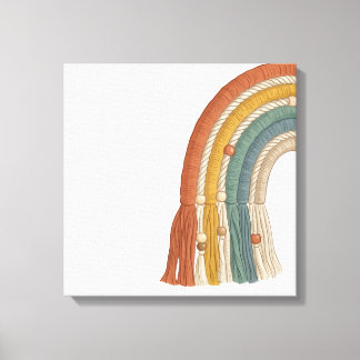 Minimalist Boho Macramé Rainbow Canvas Afdruk